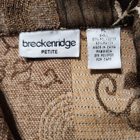 BRECKENRIDGE Size PL tapestry jacket. Shades of brown & tan. - Picture 3 of 7